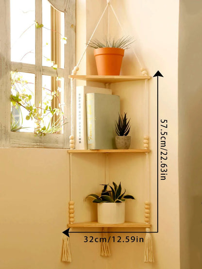 Shelf Wood Triangle Corner Wall Decor