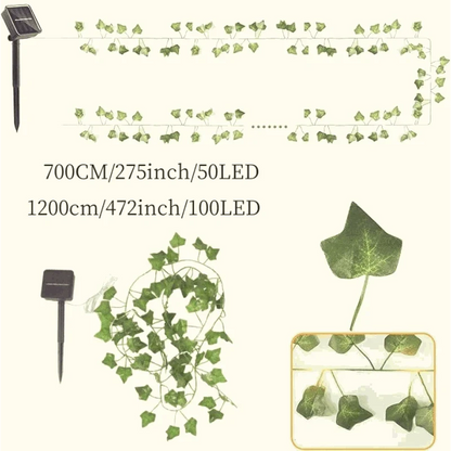 Green Fairy Lights with Solar-Powered Artificial Ivy