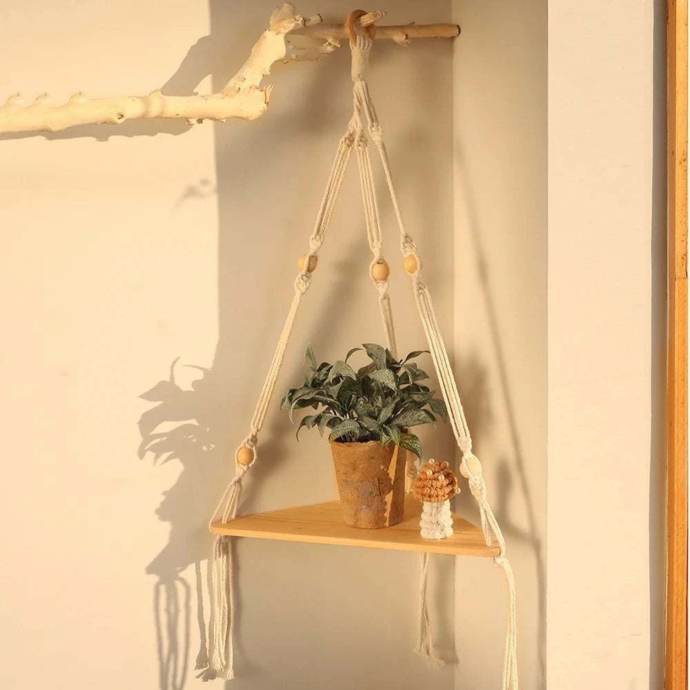 Shelf Wood Triangle Corner Wall Decor