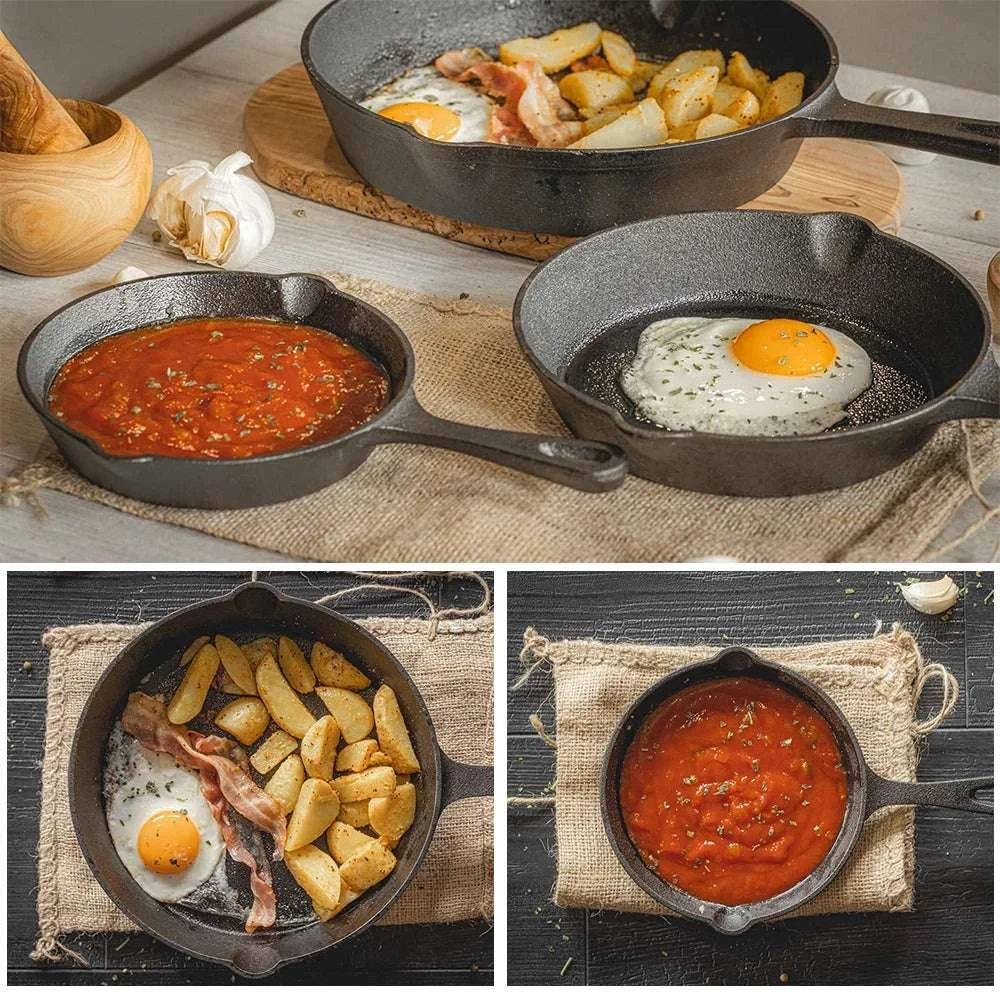 163pc Cast Iron Uncoated Cooking Pan