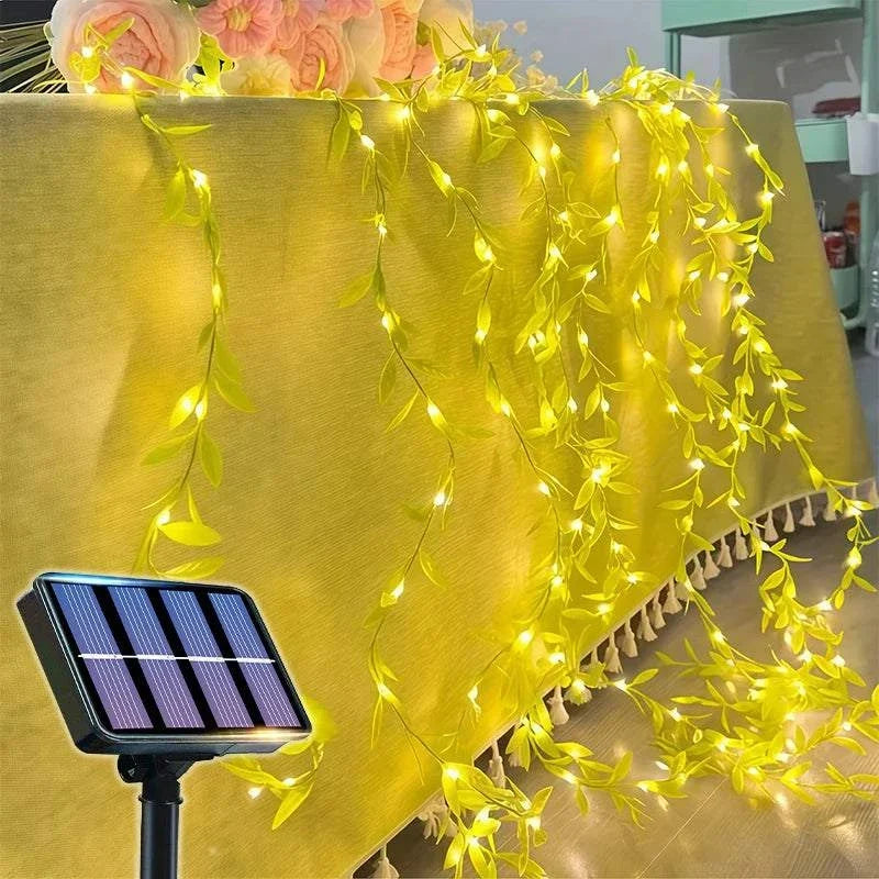 Green Fairy Lights with Solar-Powered Artificial Ivy