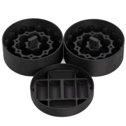 Leak-Proof Jar Storage Insert in black plastic with multiple compartments and circular design for organized storage