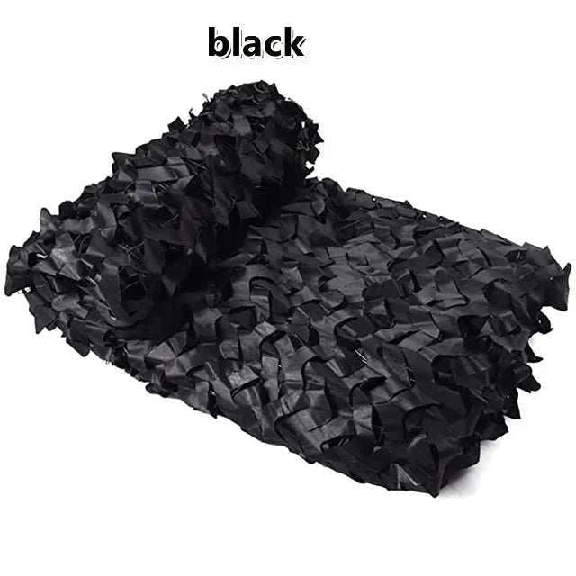 Premium Camouflage Netting in black with a lightweight, textured design made from durable, weather-resistant material