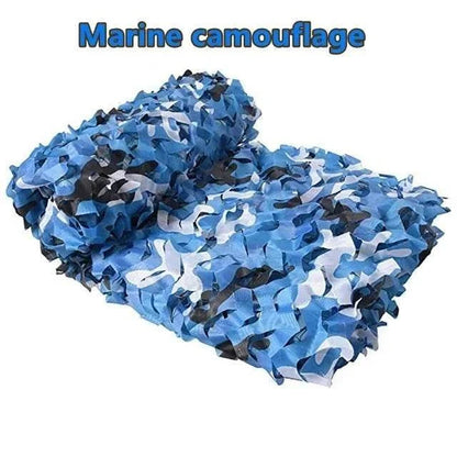 Premium Camouflage Netting in marine blue, black, white camouflage pattern, lightweight and durable decorative netting