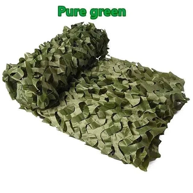 Premium Camouflage Netting in pure green color with textured, irregular woven pattern and lightweight flexible material