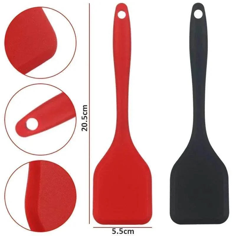 Silicone Cooking Spatula set with one red and one black flexible silicone spatula featuring smooth surfaces and rounded edges